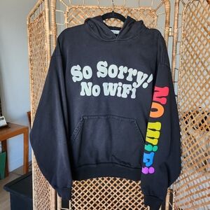 Madhappy So Sorry No WiFi Black Hooded Sweatshirt size Medium